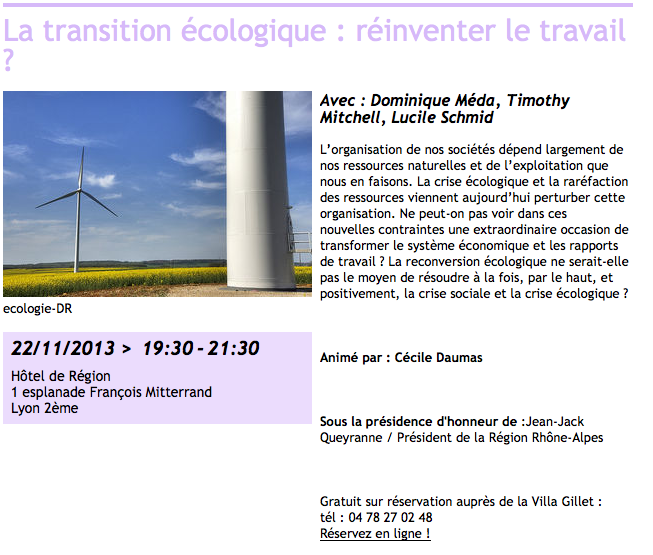 Le travail et la transition écologique – Lyon le 22/11