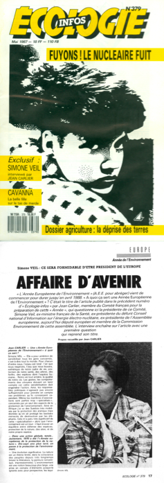 [Archives] Simone Veil et l’écologie – Entretien de 1987 avec J.Carlier