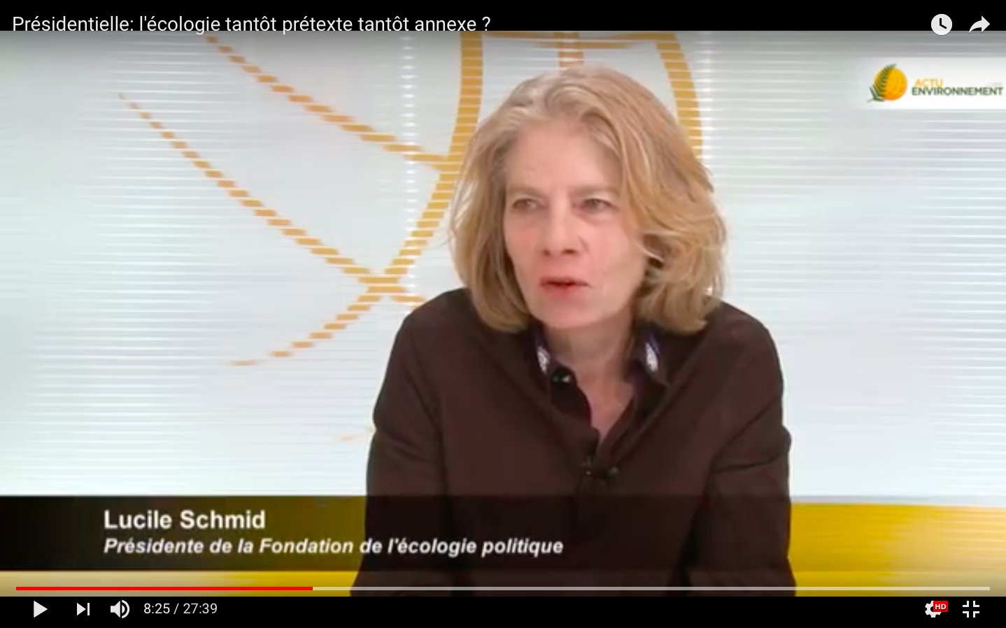 L’écologie dans la présidentielle – Lucile Schmid sur le plateau TV d’Actu Environnement