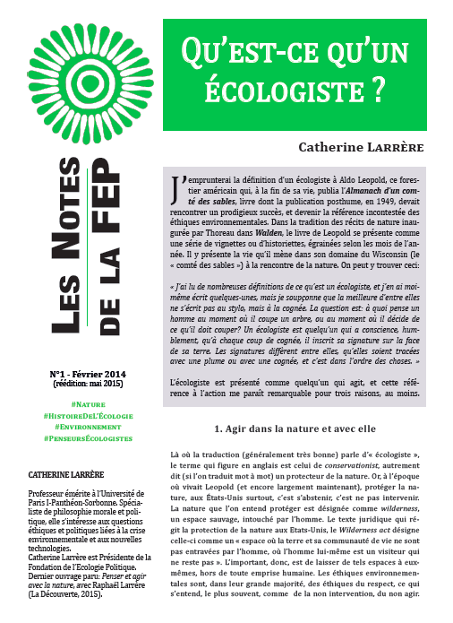 Les Notes de la FEP #1 – Qu’est-ce qu’un écologiste?