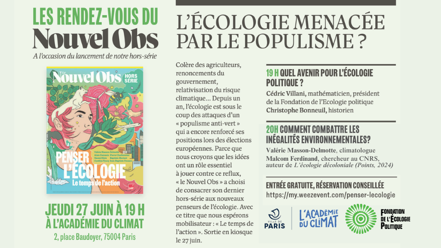 Soirée Nouvel Obs – lancement du hors série « Penser l’écologie : le temps de l’action » – PARIS